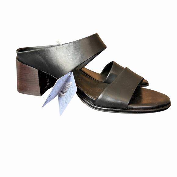 Aerosoles 10 Nika Comfort Sandals Slip On Block Thick Heel Black Leather - Picture 7 of 10